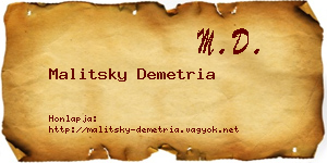 Malitsky Demetria névjegykártya